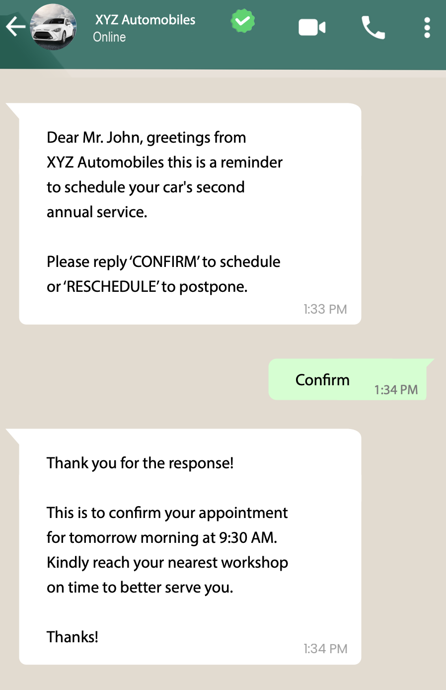 Appointment Messages on WhatsApp