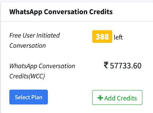 WhatsApp conversation credits