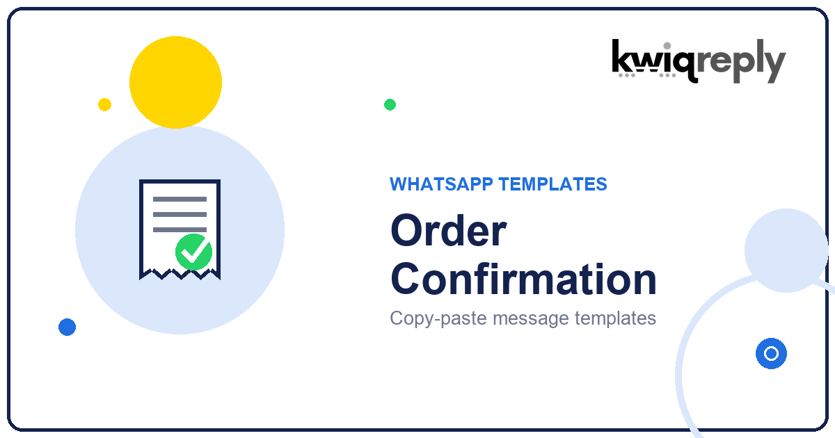 WhatsApp Order Confirmation Templates (10 Ready to Use)